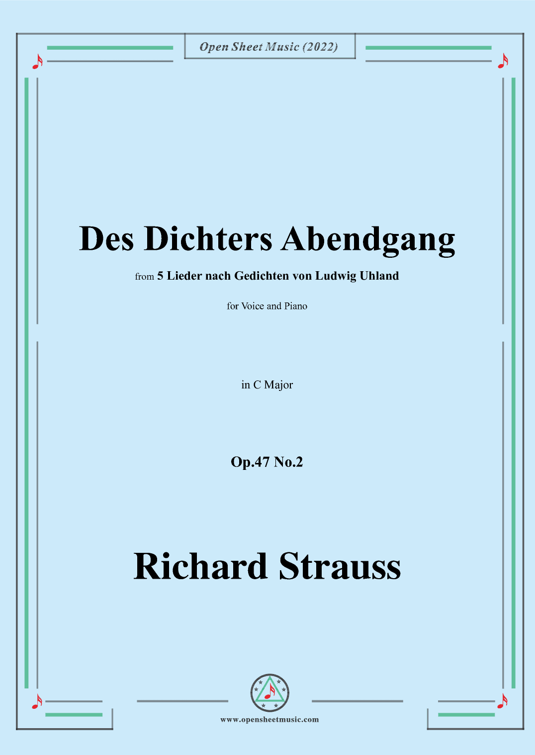 Richard Strauss-Des Dichters Abendgang,in C Major (arr. OSM Press)