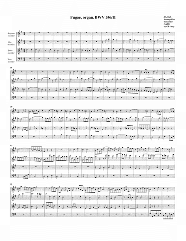 Fugue for organ, BWV 536/II (Arrangement for 4 recorders) (arr. Gil Garty)