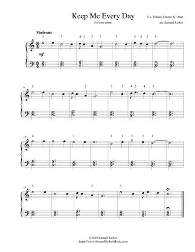 Keep Me Every Day - for easy piano (arr. Samuel Stokes)