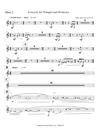 Concerto for Trumpet and Orchestra (2011) Oboe part 2