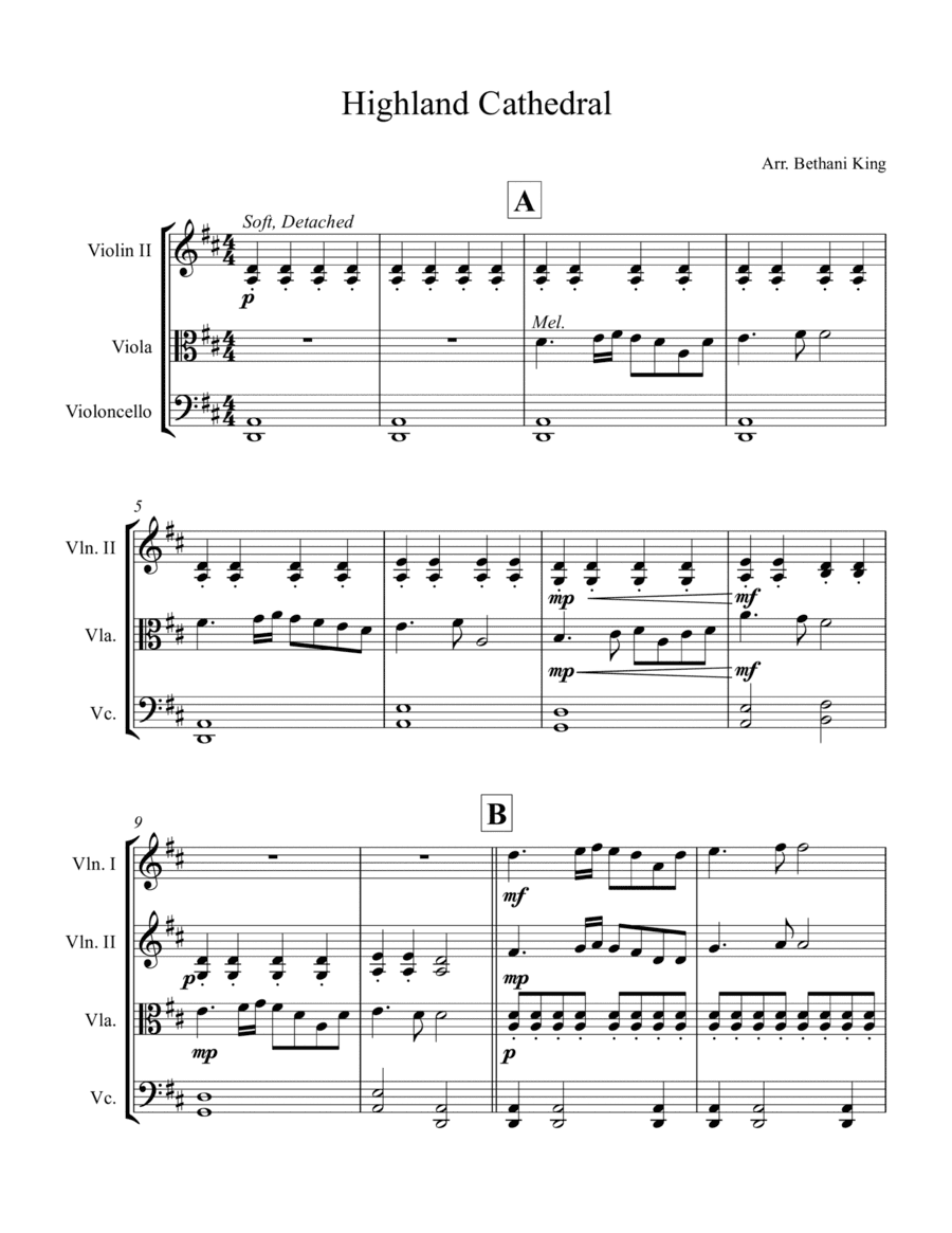 Highland Cathedral - String Quartet (arr. Bethani King)