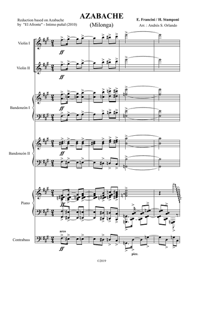 Azabache (Tango - Milonga/Candombe) for tango sextet (arr. Andrés S. Orlando)