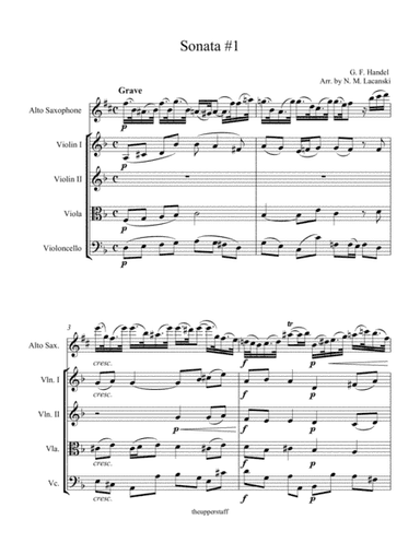 Sonata #1 Movement 1 in D minor for Alto Sax and String Quartet (arr. Nick Lacanski)