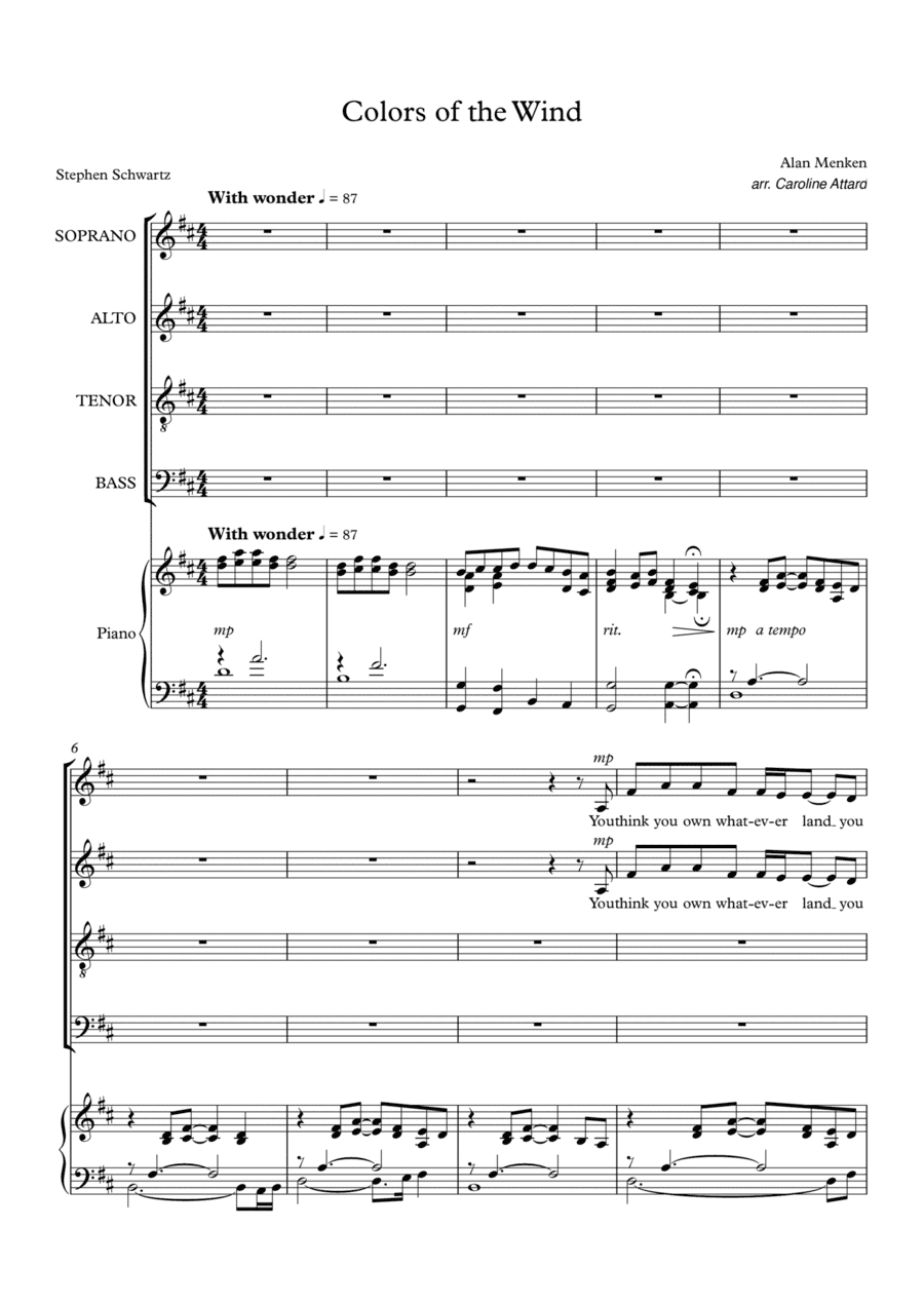 Colors Of The Wind (arr. Caroline Attard)
