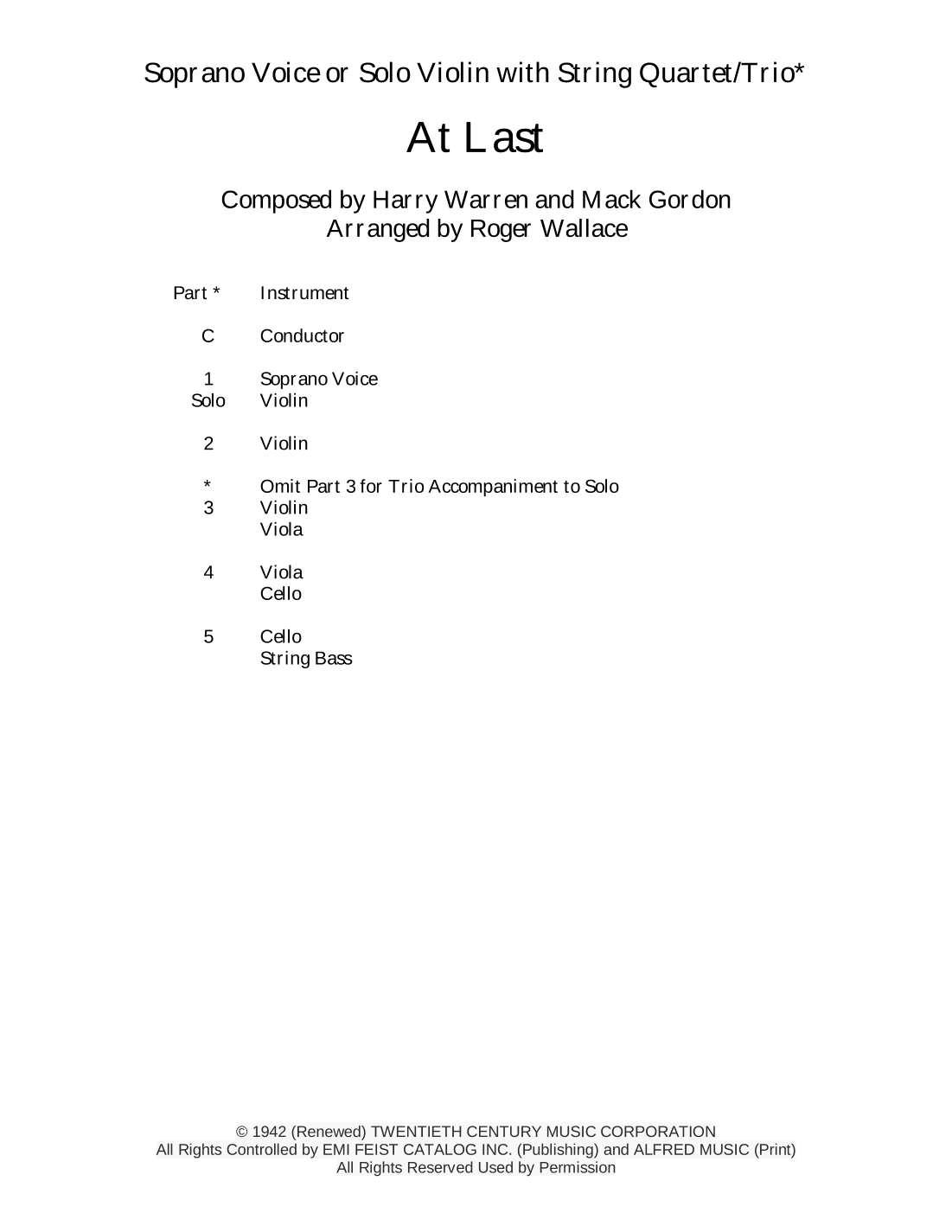 At Last (arr. Roger Wallace)