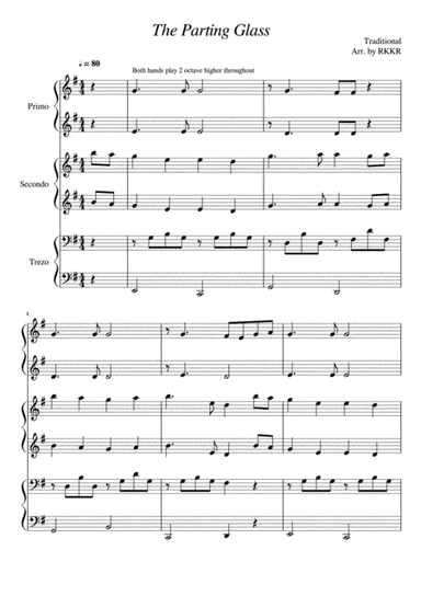 The Parting Glass (6 Hands Piano) (arr. RKKR)
