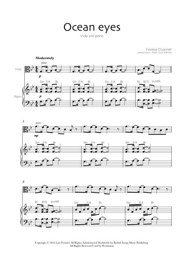 Ocean Eyes (arr. Robin Hood Editions)