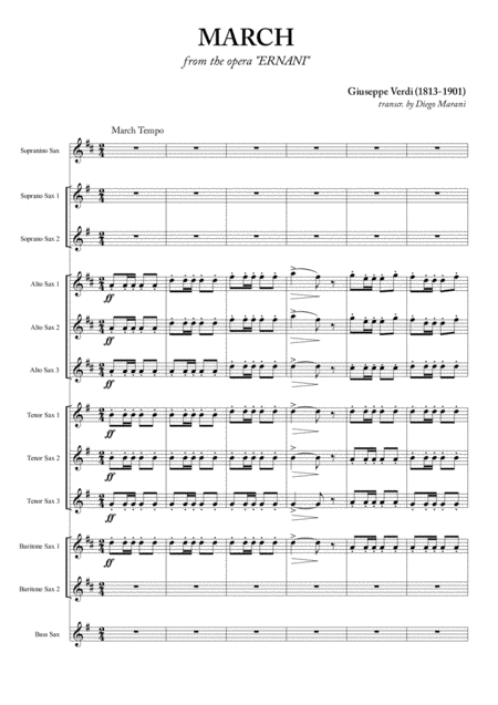 March from the opera "Ernani" for Saxophone Ensemble (arr. Diego Marani)