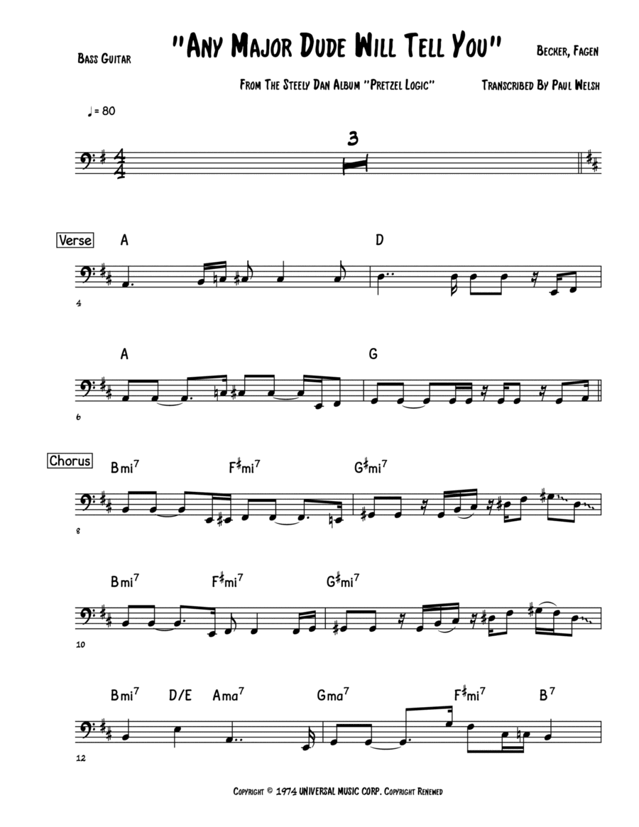 Any Major Dude Will Tell You (arr. Accubass)