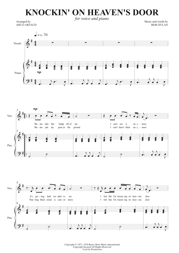 Knockin' On Heaven's Door (arr. Art.o Artaud)