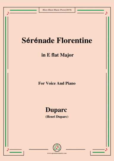 Duparc-Sérénade Florentine in E flat Major,for Violin and Piano (arr. MSM)