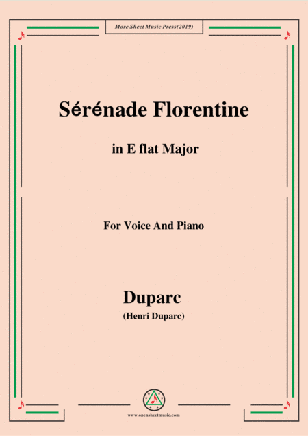 Duparc-Sérénade Florentine in E flat Major,for Violin and Piano (arr. MSM)