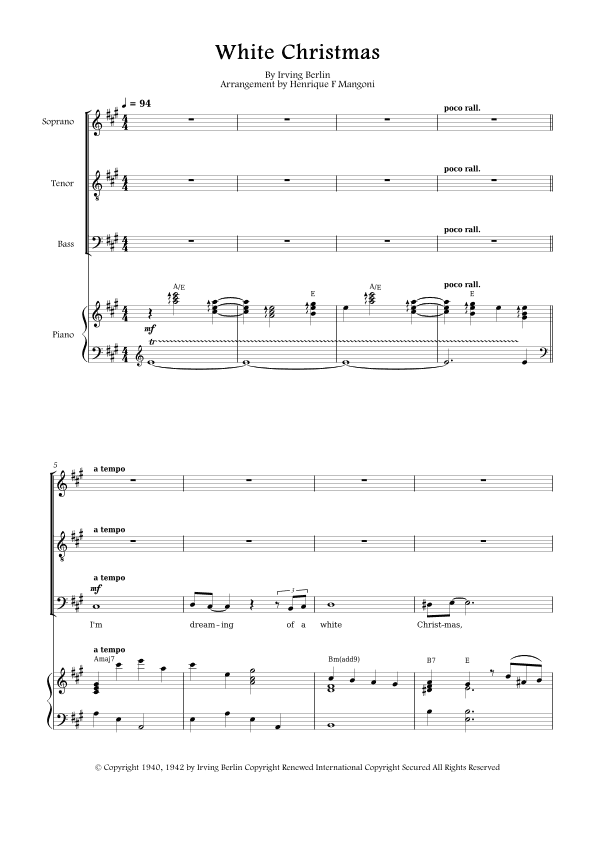 White Christmas (arr. Henrique F Mangoni)
