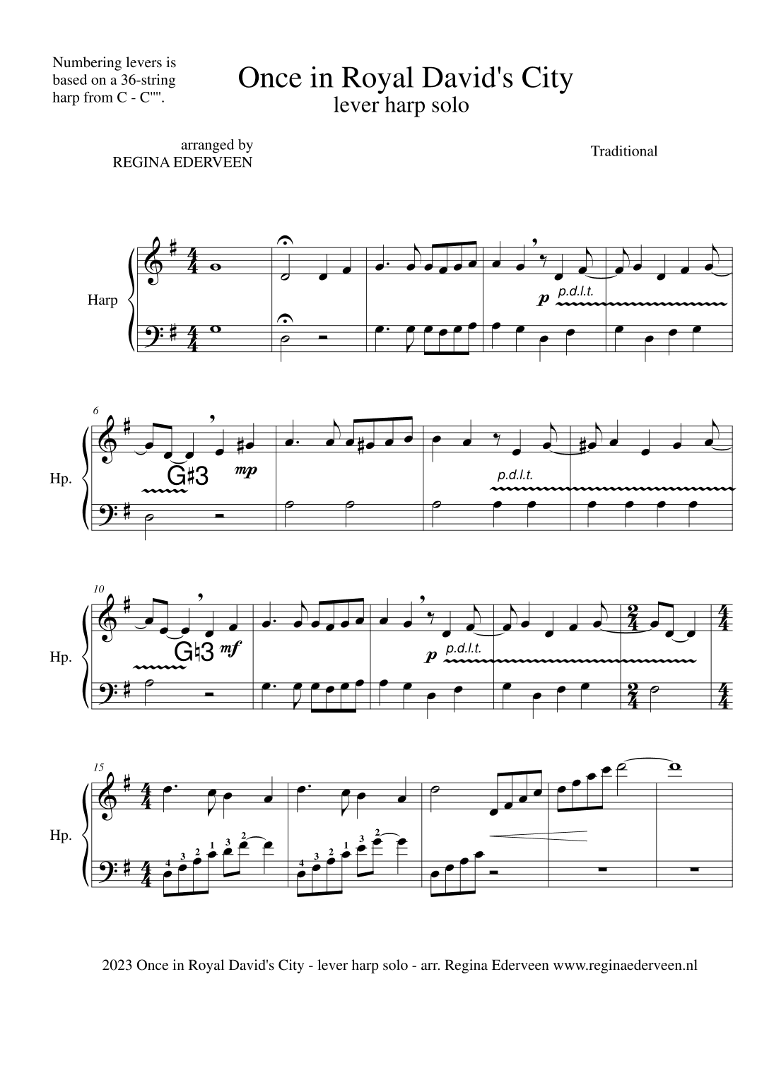 Once in Royal David's City - lever harp solo