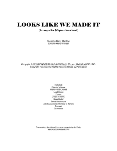 Looks Like We Made It (arr. Jim Farley www.arrangementsone.com)