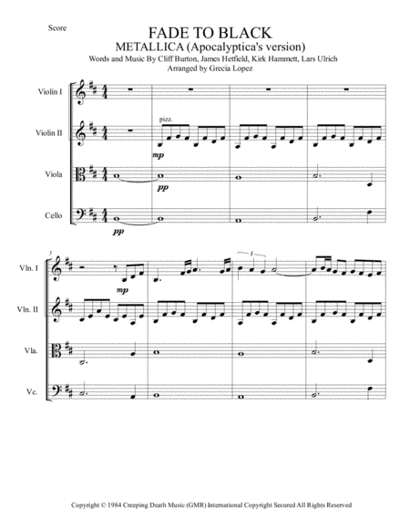 Fade To Black (arr. Gre Lopez)