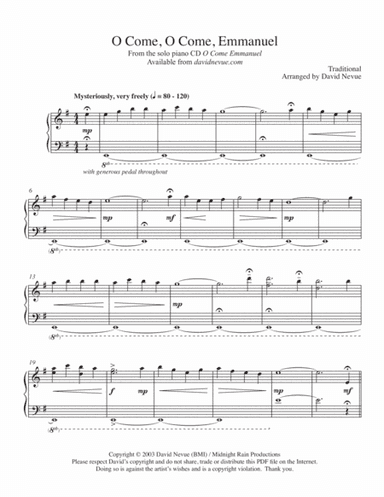 O Come, O Come Emmanuel (Short Postlude Version) (arr. David Nevue)