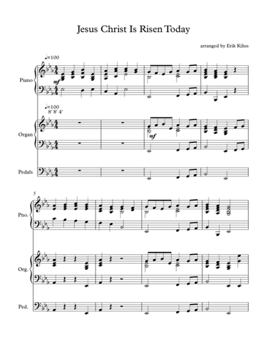 Jesus Christ is Risen Today - (Easter Hymn) - Piano and Organ Duet (arr. Erik Kihss)