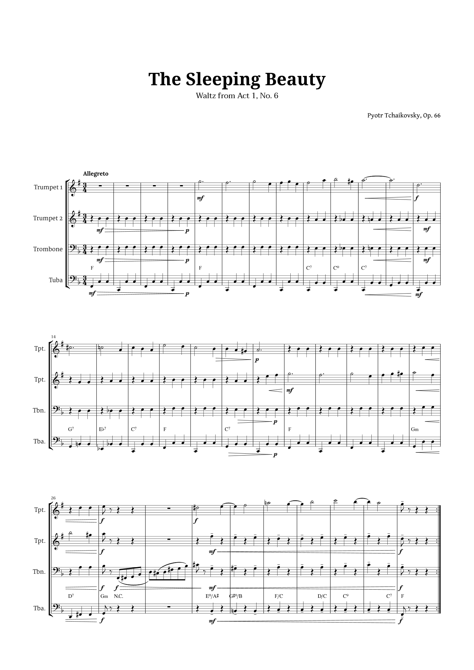 The Sleeping Beauty Waltz for Brass Quartet (arr. Langanho)