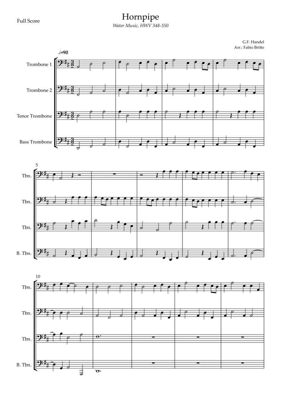 Hornpipe (G.F. Handel HWV 348-350) for Trombone Quartet (arr. Fabio Britto)