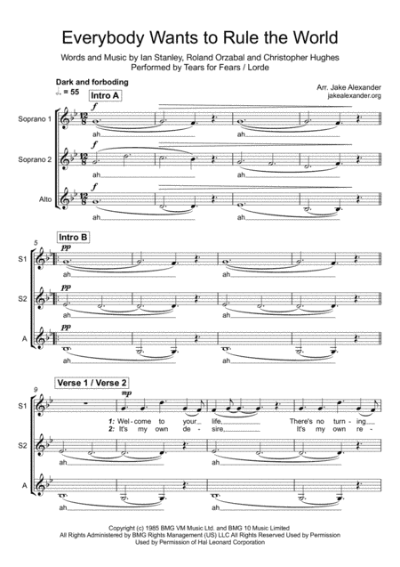 Everybody Wants To Rule The World (arr. Jake Alexander)