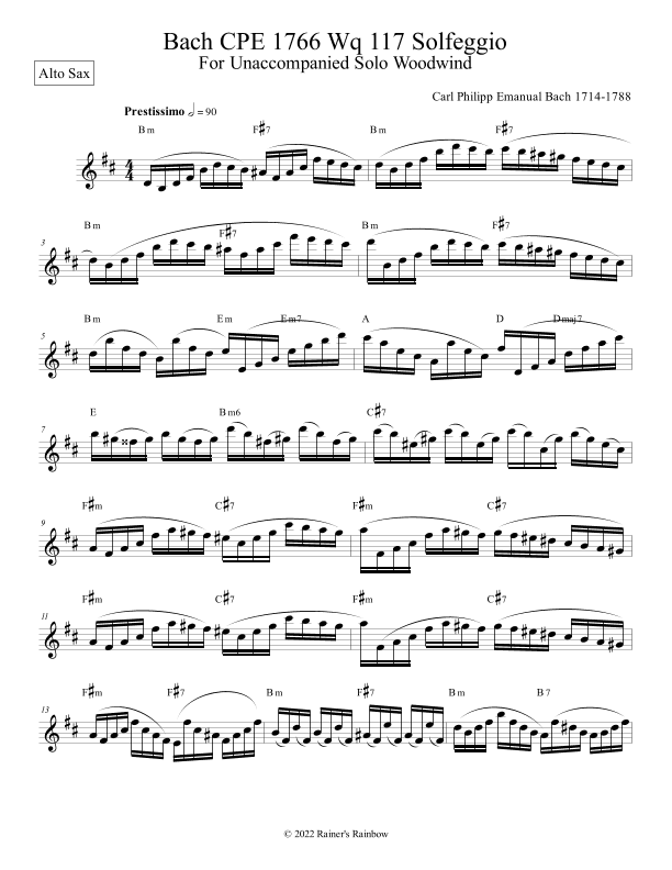 Bach CPE Solfeggio for Saxophone (arr. R G Roth)
