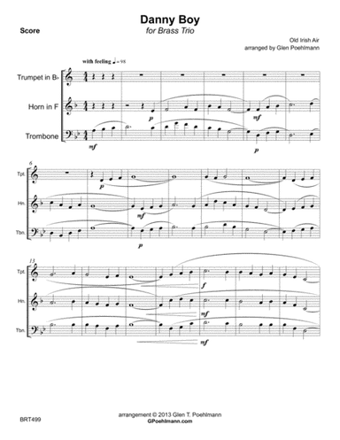 DANNY BOY - BRASS TRIO (unaccompanied) (arr. Glen Poehlmann)