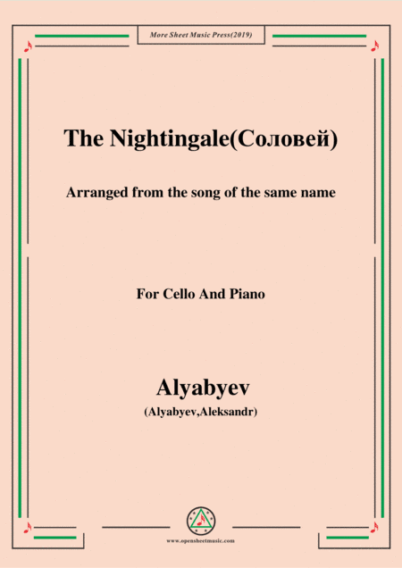 Alyabyev-The Nightingale(Соловей), for Cello and Piano (arr. MSM)