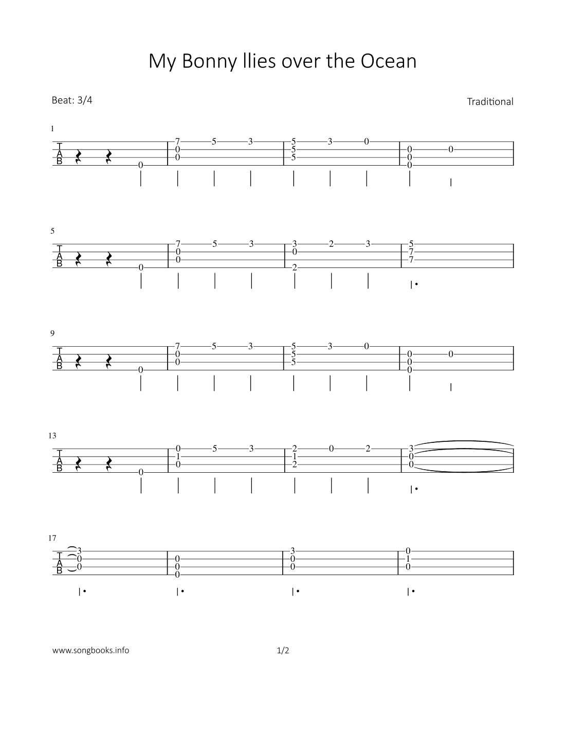 My Bonnie lies over the ocean (arr. Bettina Schipp)