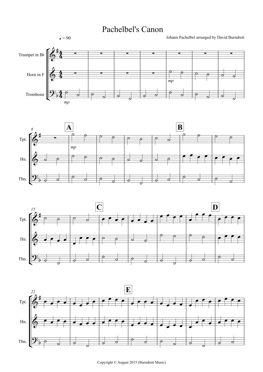 Pachelbel's Canon for Brass Trio (arr. David Burndrett)