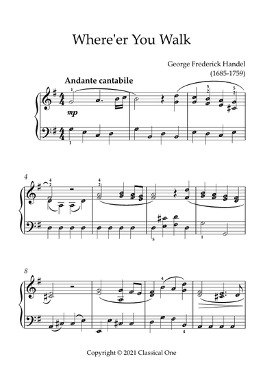 Handel - Where'er You Walk(With Note name) (arr. MPS)