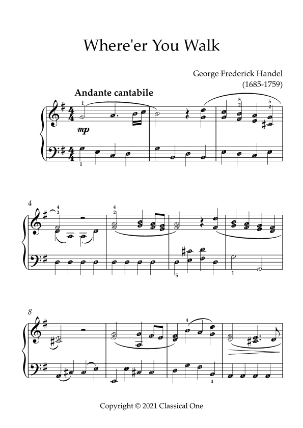 Handel - Where'er You Walk(With Note name) (arr. MPS)