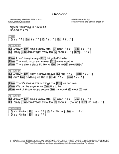 Groovin' (arr. Jammin' Charts)