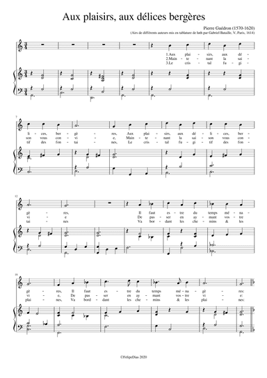 Aux plaisirs aux délices bergères (arr. Early Music Scores)