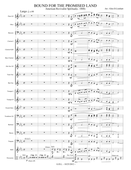 Bound for the Promised Land - Score (arr. Glen D. Lienhart)