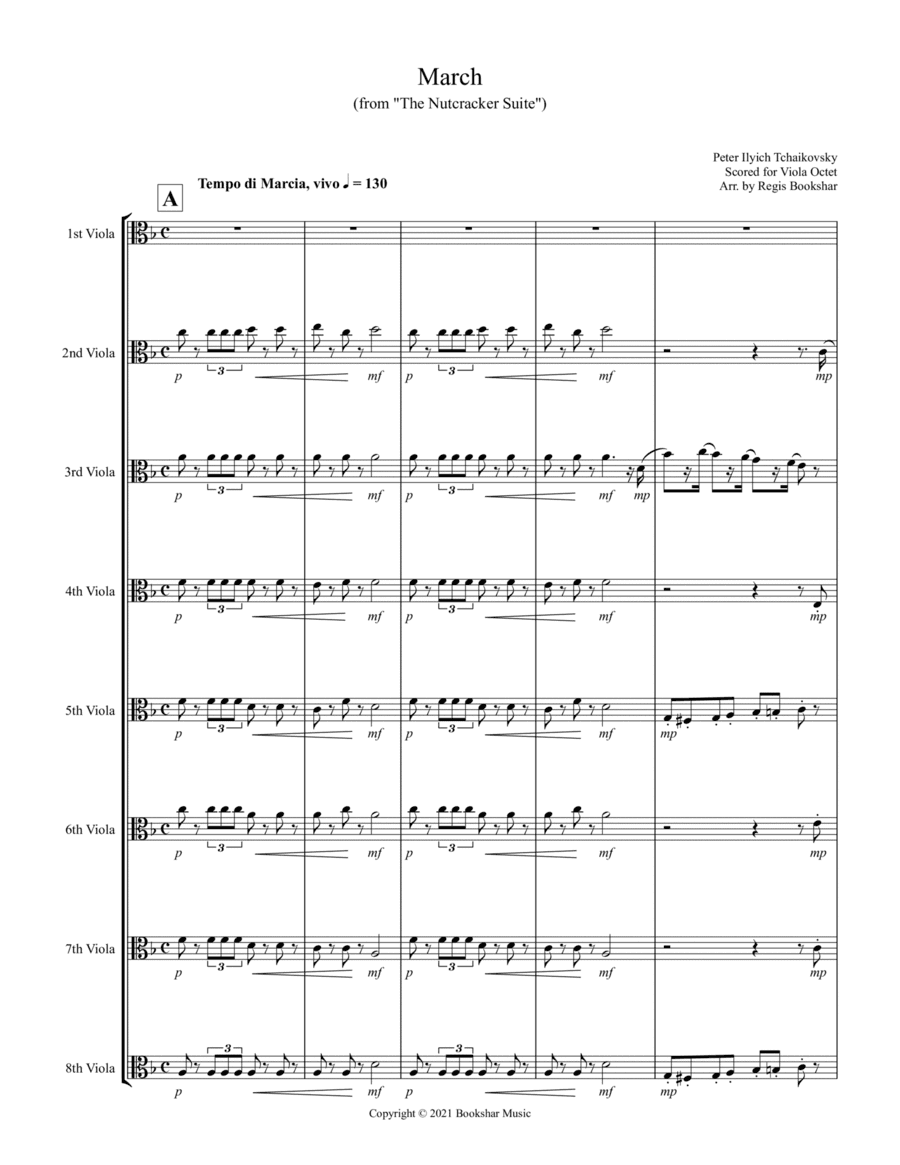 March (from "The Nutcracker Suite") (F) (Viola Octet) (arr. Regis Bookshar)
