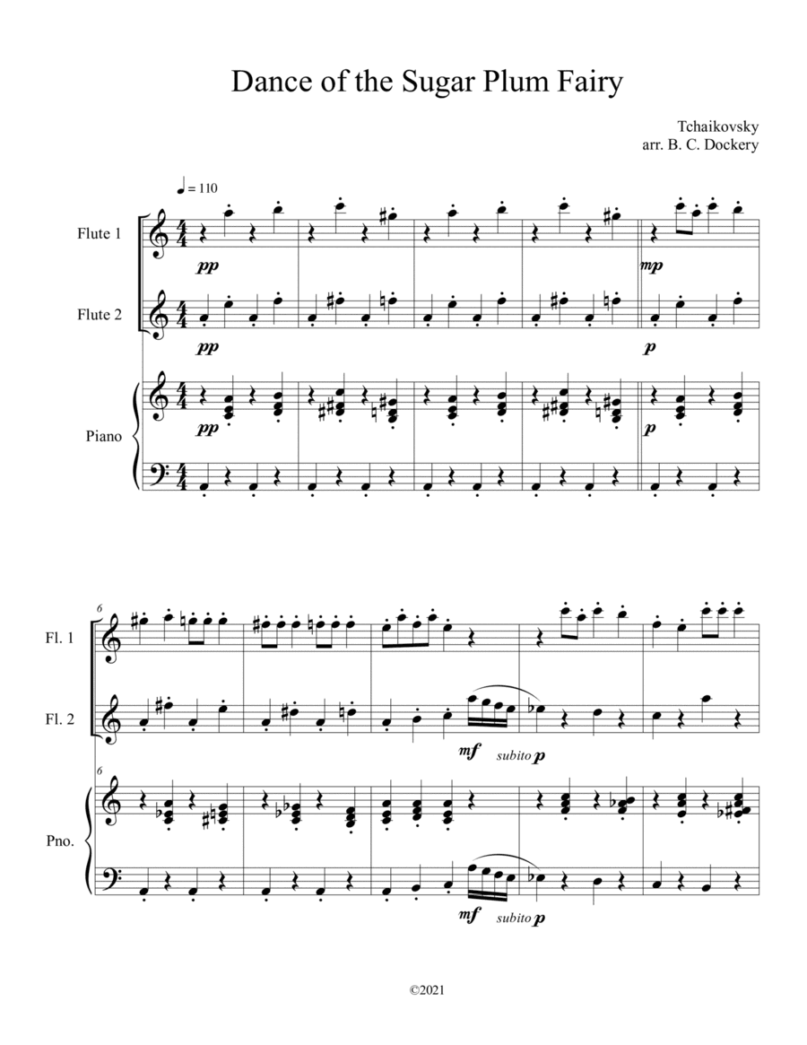 Dance of the Sugar Plum Fairy (Flute Duet with Piano Accompaniment) (arr. B. C. Dockery)