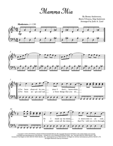 Mamma Mia (arr. Julie A. Lind)