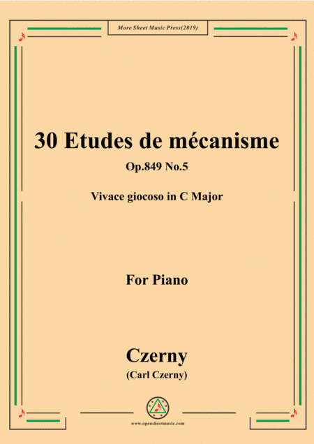 Czerny-30 Etudes de mécanisme,Op.849 No.5,Vivace giocoso in C Major,for Piano (arr. MSM)