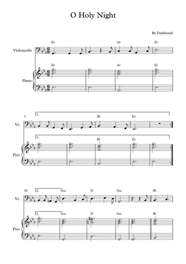 O Holy Night - Cello (arr. Wesley S. SIlva)