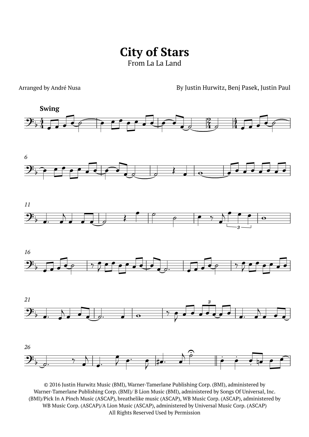 City Of Stars (arr. André Nusa)