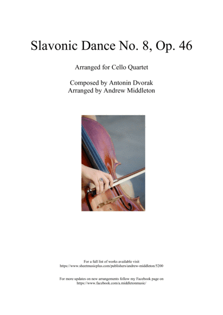 Slavonic Dance No. 8 in G Minor arranged for Cello Quartet (arr. Andrew Middleton)