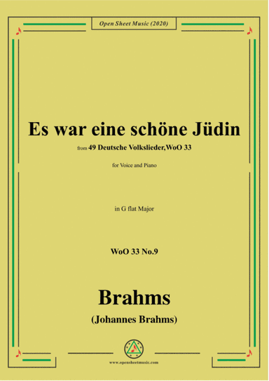 Brahms-Es war eine schöne Jüdin,WoO 33 No.9,in G flat Major,for Voice&Piano (arr. MSM)