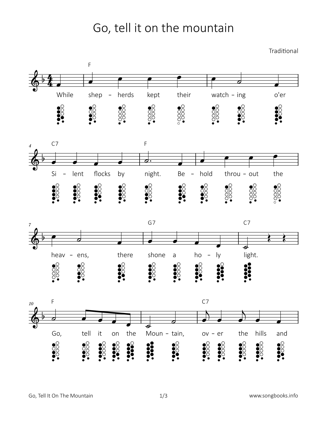 Go, tell it on the mountain (arr. songbooks.info)