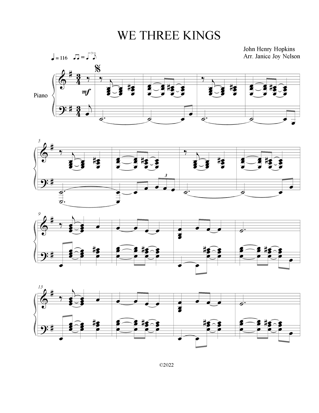 We Three Kings (arr. Janice Joy Nelson)