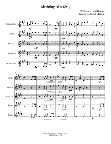 Birthday of a King (arr. Dominic Meccia)