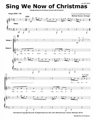 Sing We Now of Christmas (Intergenerational Choir and Orchestra) (arr. Michael Dryver, Arranger)