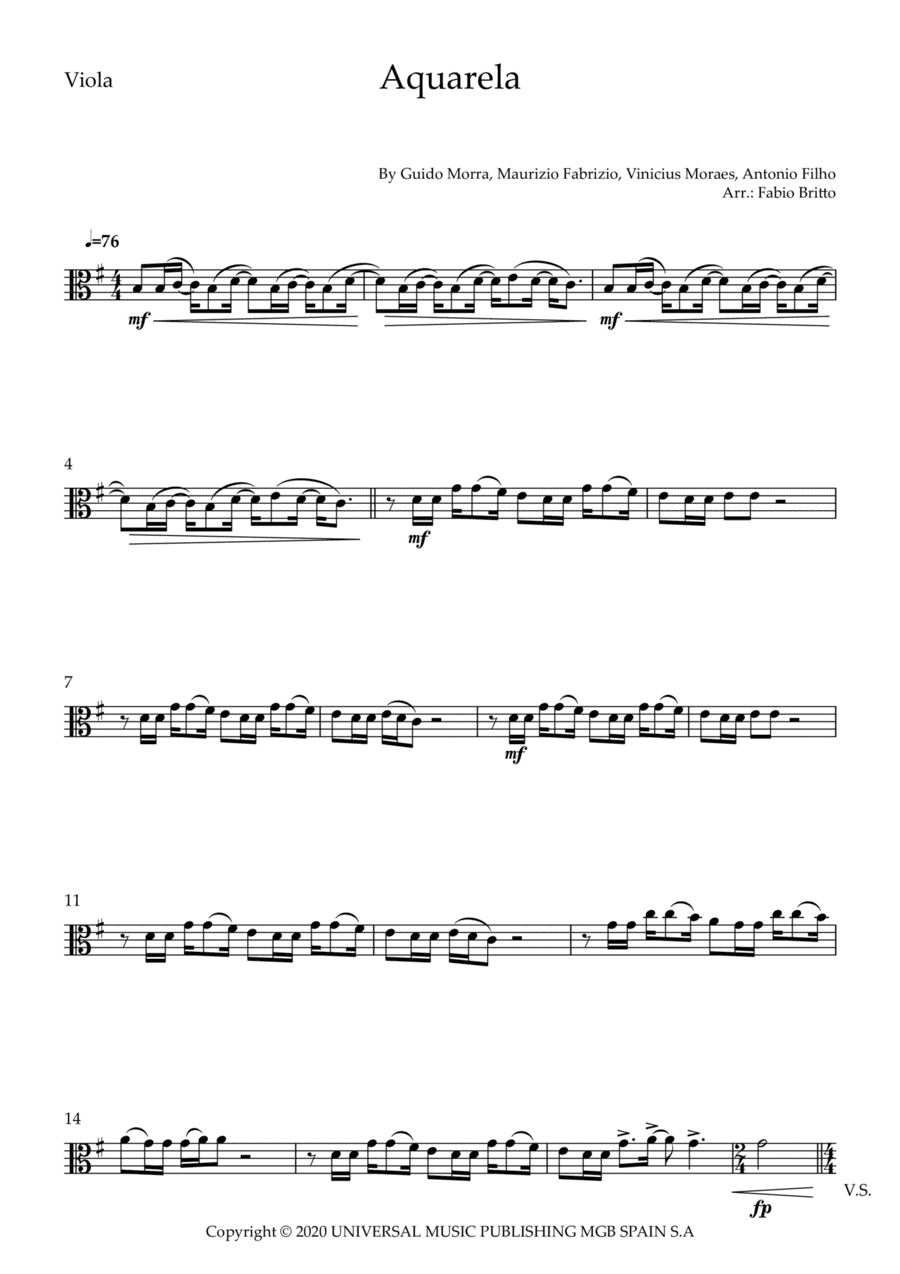 Aquarela-toquinho (arr. Fabio Britto)