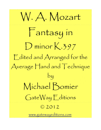 Fantasy in D minor K 397 (arr. Michael Bomier)