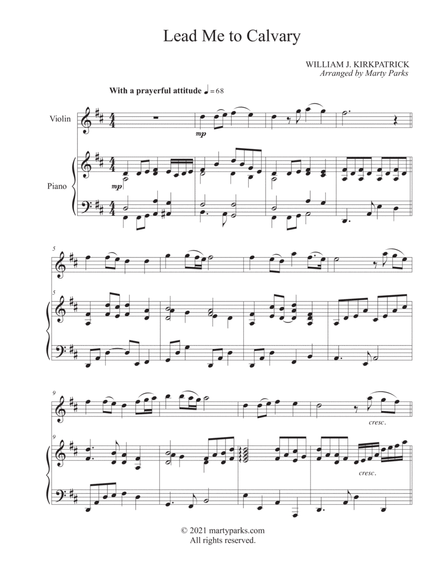 Lead Me to Calvary (Violin-Piano) (arr. Marty Parks)